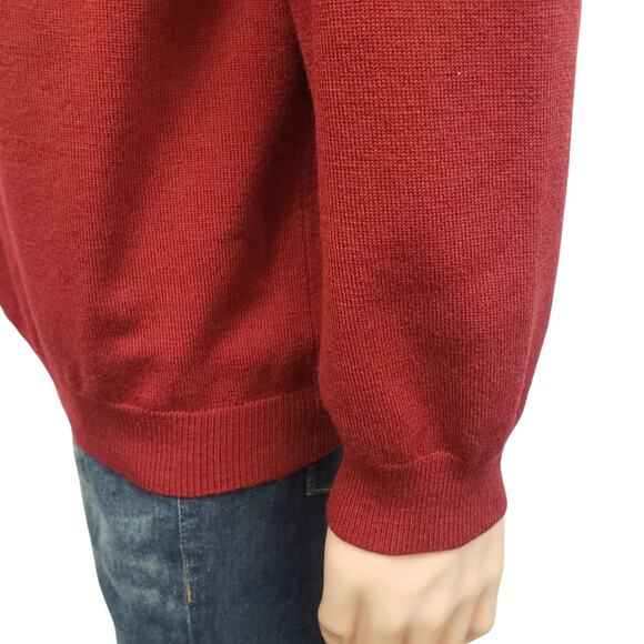 Brooks Brothers Merino Wool Blend V-Neck Sweater Men M Red Knit Unisex Vintage - Picture 7 of 12